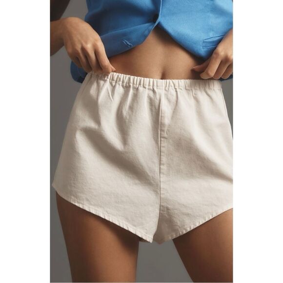 NEW By Anthropologie White Linen Pull-On Tap Cheeky Shorts X-Small or Medium - Picture 2 of 8